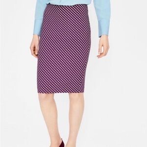 Boden Pink and Blue Patterned Pencil Skirt